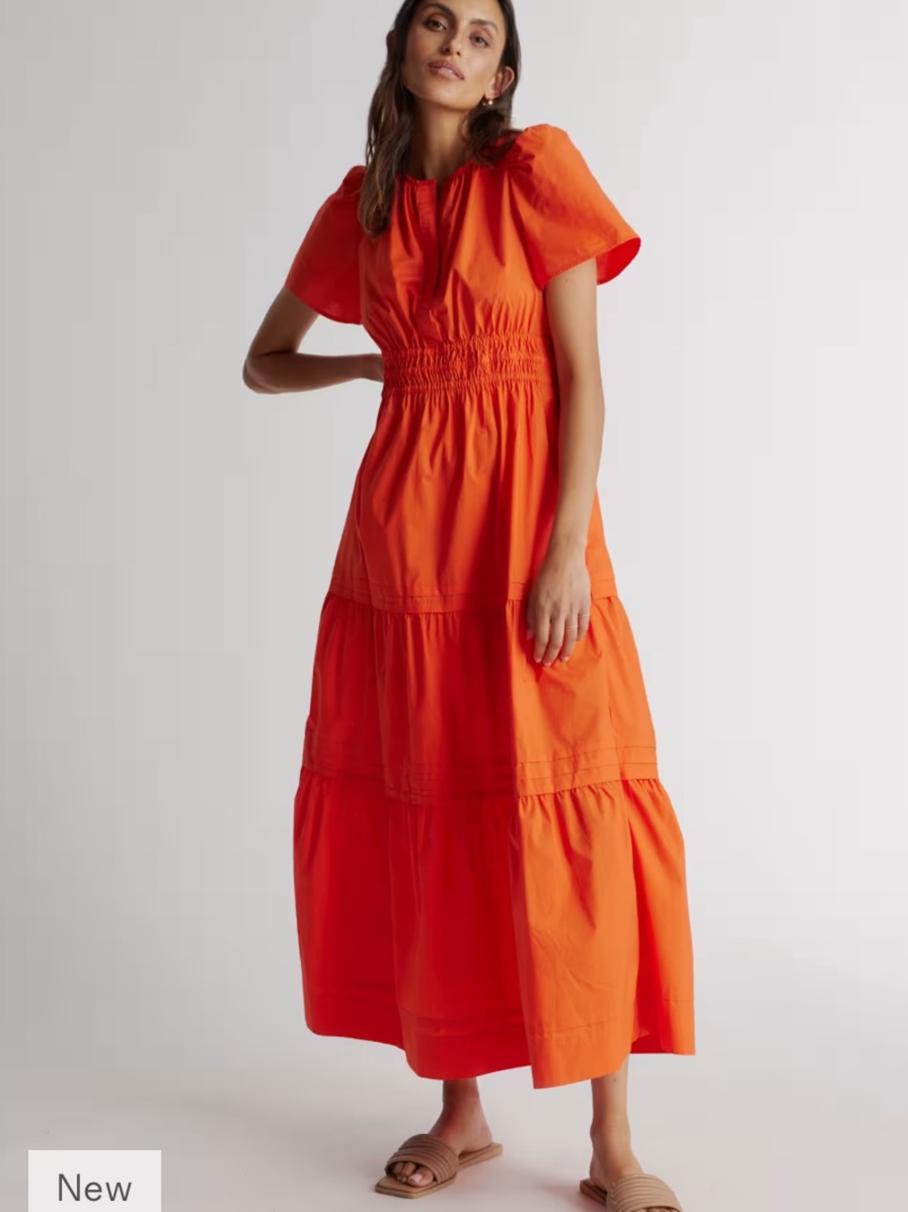 Quince poplin tiered dress